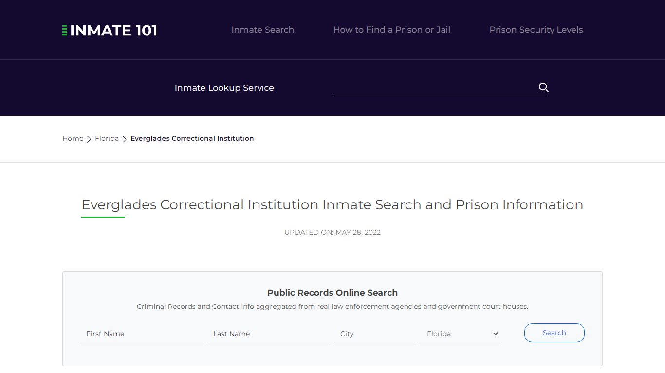 Everglades Correctional Institution Inmate Search ...