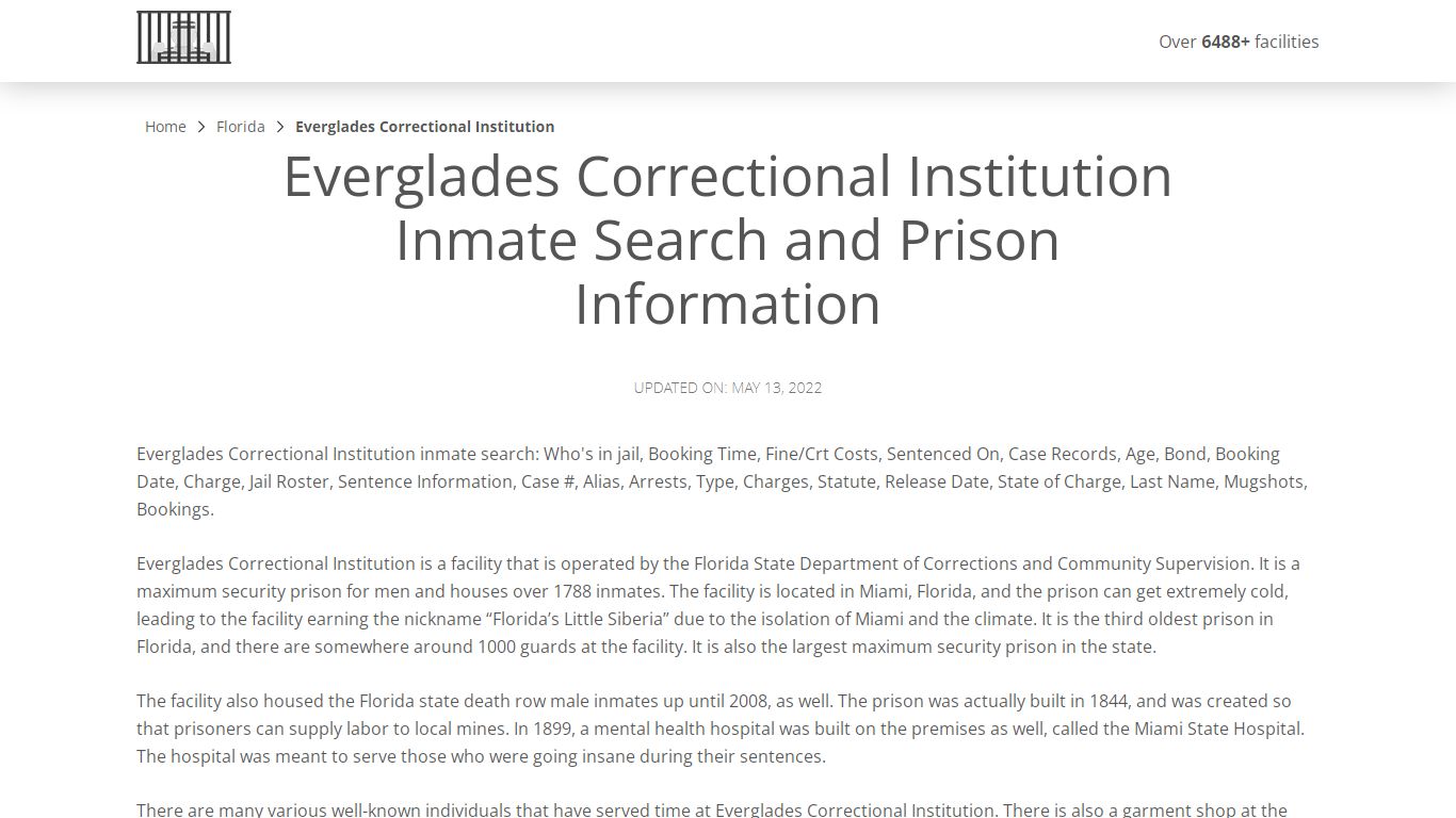 Everglades Correctional Institution Inmate Search ...