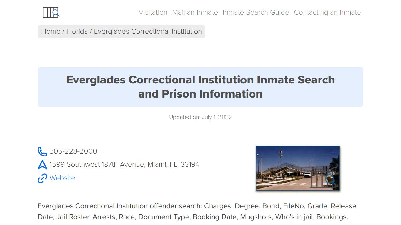 Everglades Correctional Institution Inmate Search ...